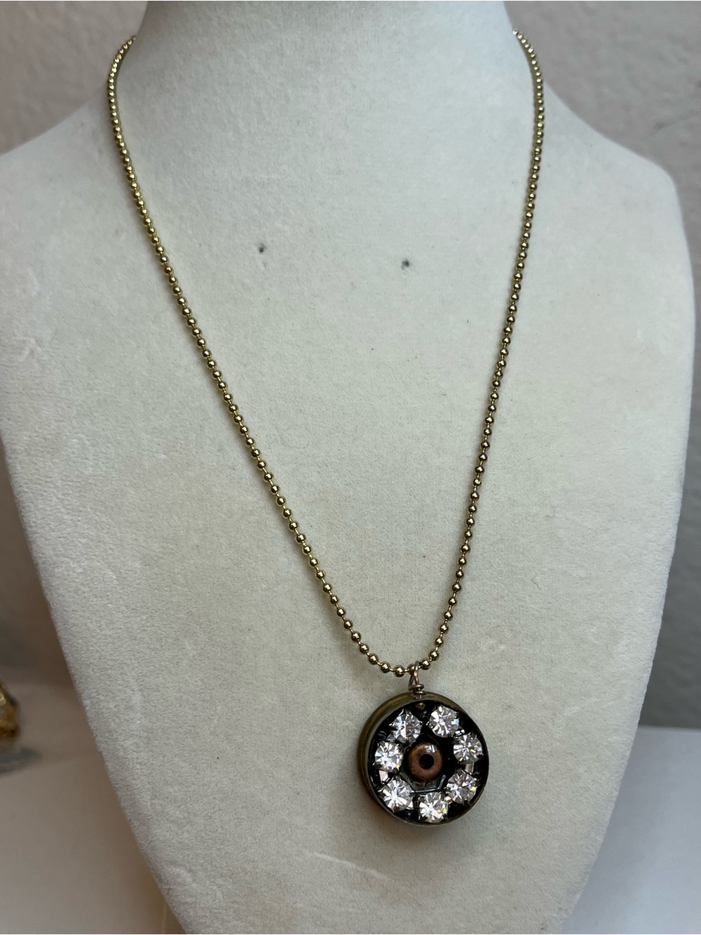 Shotgun shell handmade rhinestone necklace 18”